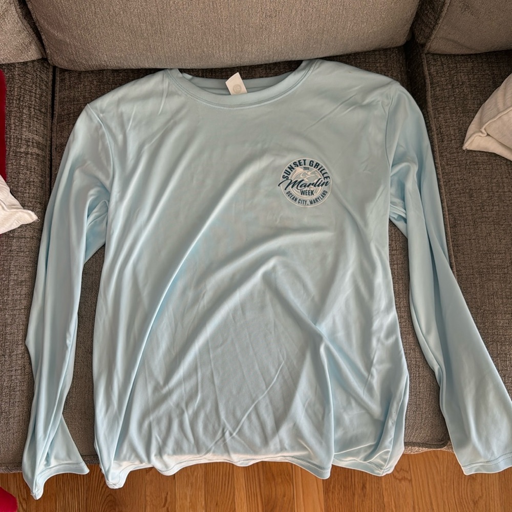 EUC blue fishing long sleeve t-shirt youth LG